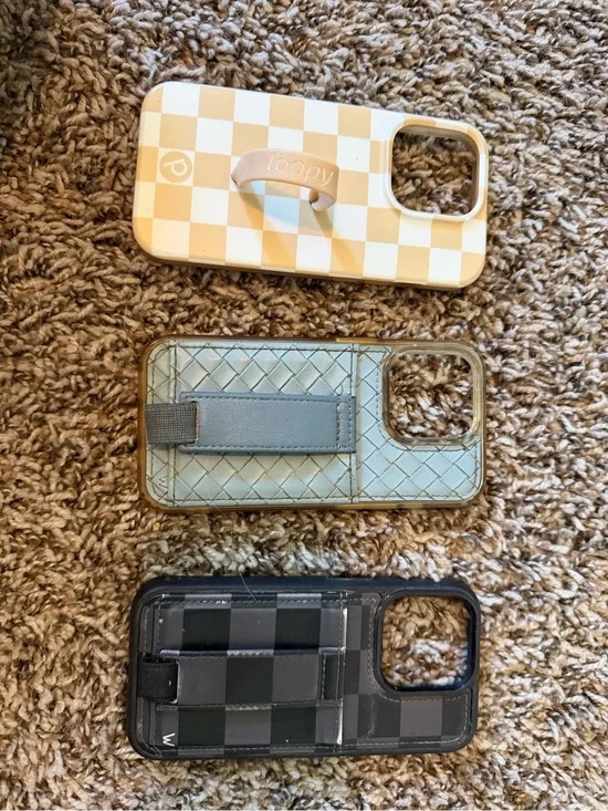 Loopy Cream Checker iPhone Case with Built-In Strap
