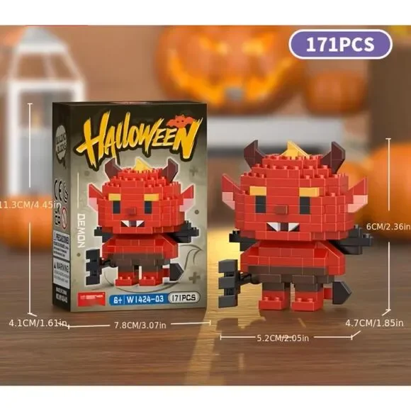 Halloween Demon Mini Building Blocks Figure 171 PCS Red Devil Brick Toy 6+ Gift