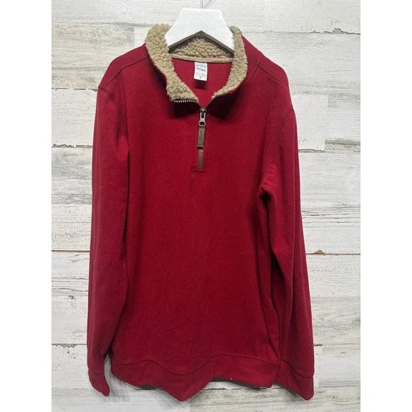 Carter's Pullover Boys 14 Red Sherpa Collar Quarter Zip Fleece EUC