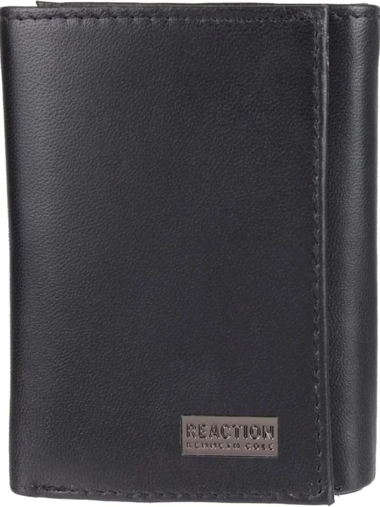 Men's RFID Slim Leather Trifold Wallet - Black, Stylish & Functional, One Size