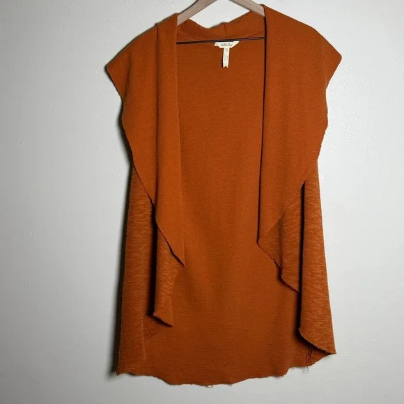 Matilda Jane Womens 88% Cotton Vest S Orange Draped Open Front Raw Hem 24810T