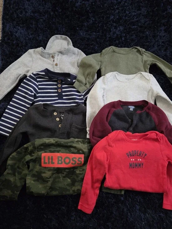 Lot Of Eight Long Sleeve Onsies Boys Size 18m