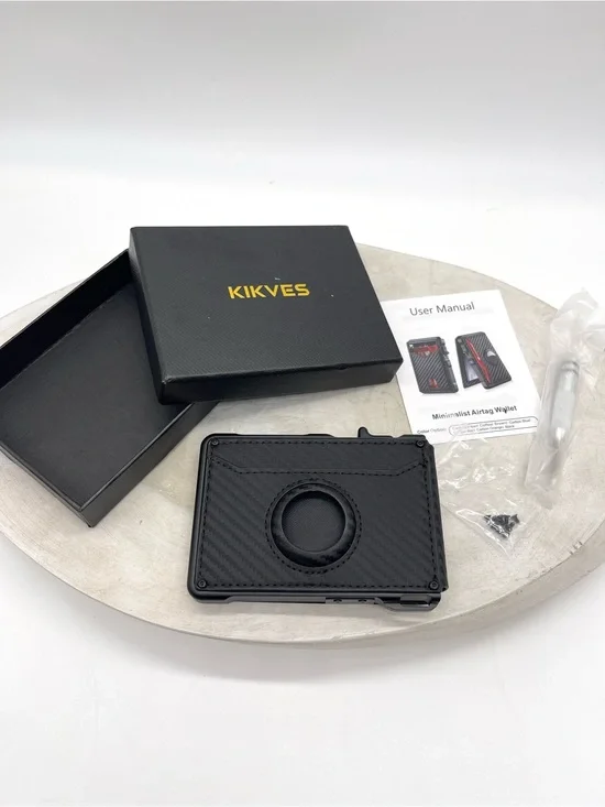KIKVES AirTag Wallet Carbon Fiber Minimalist Pop Up Card Holder RFID Blocking