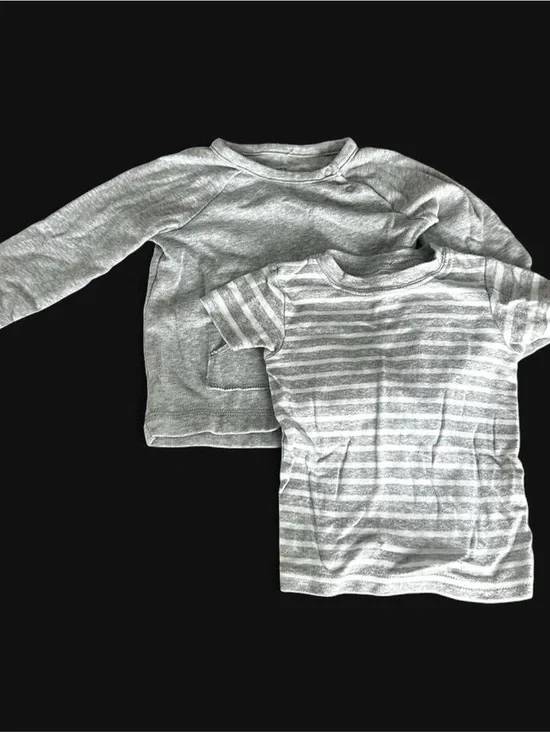 Carter's Gray Long-Sleeve & Striped Short-Sleeve Tee Set
