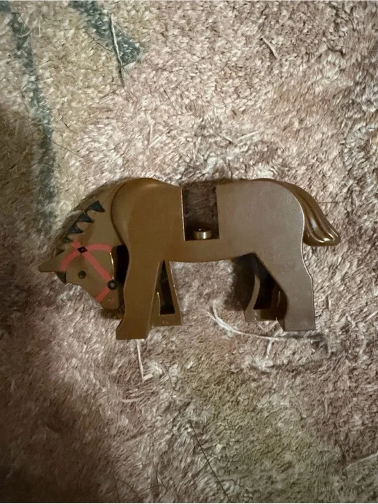 Lego Brown Horse Figure with Pink Bridle Accents
