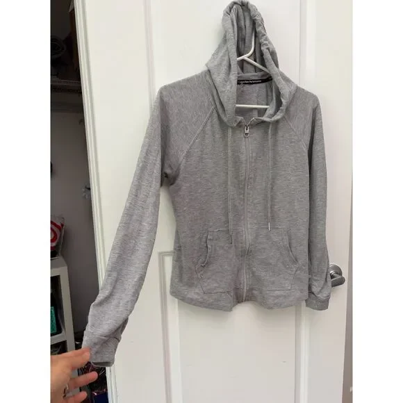 Calvin Klein Performance Womens Medium Gray Waffle Knit Zip Up Hoodie Jacket