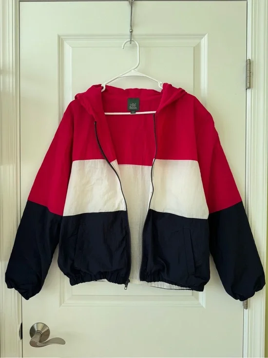 Wild Fable Retro/90s Lightweight Colorblock Windbreaker (in pink/white/navy)