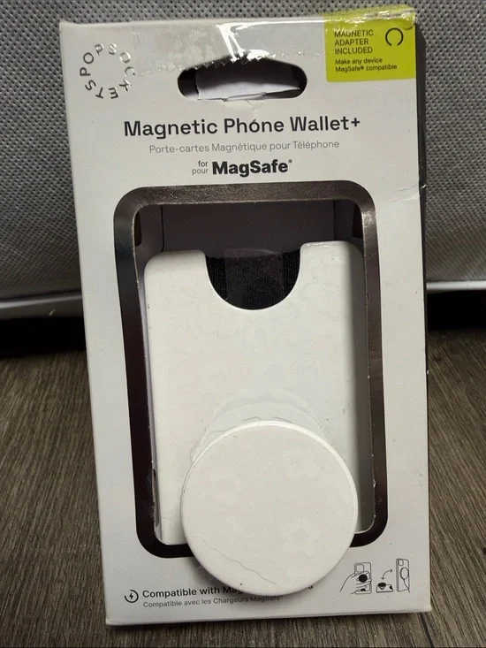 PopSocket White Floral Magnetic Phone Wallet compatible with MagSafe