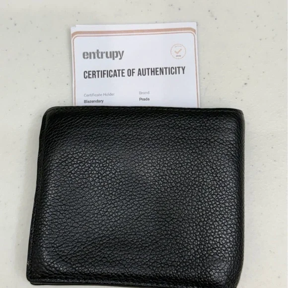 Prada Mens Bifold Leather Wallet Black Designer Saffiano