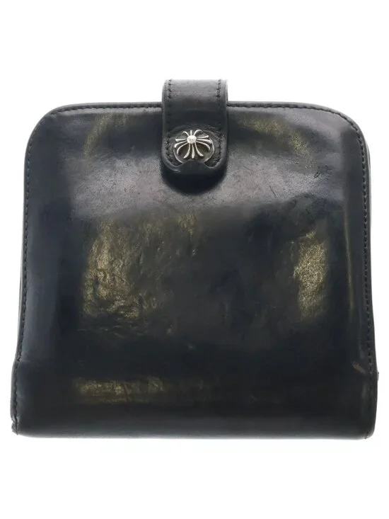 Chrome Hearts SQ Btn Bill Squarebutton Flap Button Wallet Bi Foldwallet Black