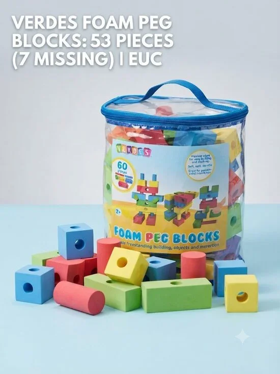 Verdes Foam Peg Blocks 53pcs Set Soft Building Toys 7 Missing Pieces