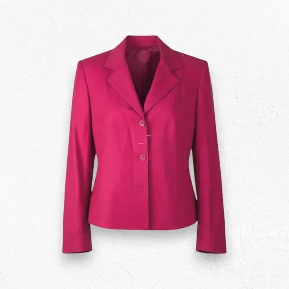 90s Vintage Cherry Red Wool Single Breasted Blazer Talbots Jacket Size 12