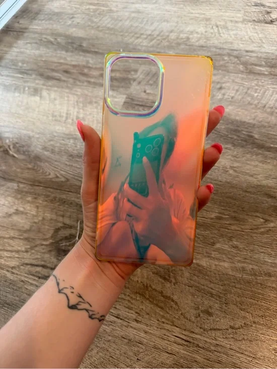 iPhone 13 Pro Max Iridescent Orange Phone Case - Unbranded Elegant Sheen