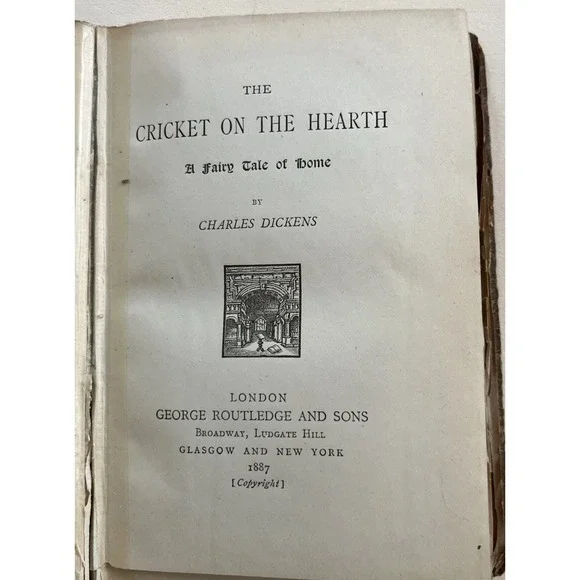 RARE 1887 Charles Dickens Cricket on Hearth Antique Hardcover Book Illustrated