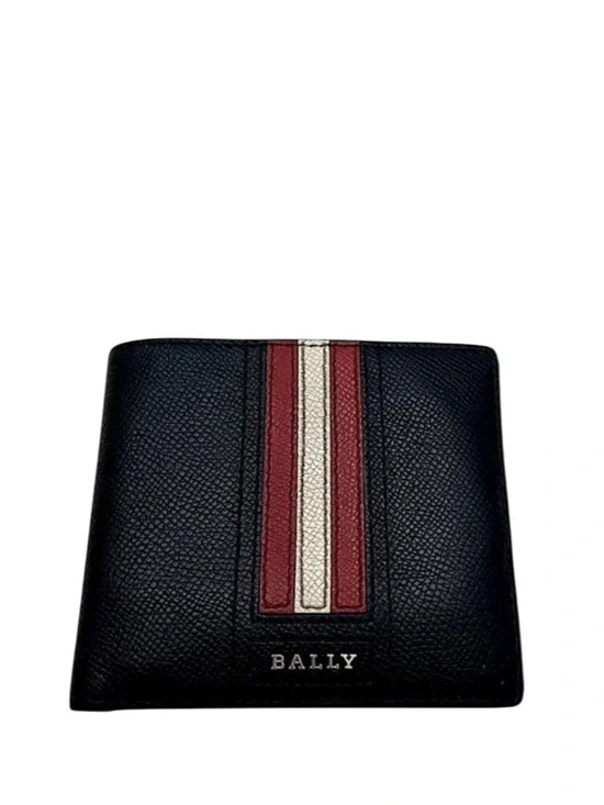 BALLY - BLACK RED WHITE ALL LEATHER TALEK BIFOLD WALLET