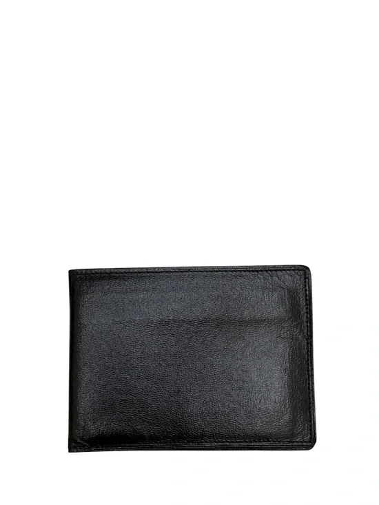 AUSTRALIAN KANGAROO - BLACK GLOSSY LEATHER BIFOLD WALLET