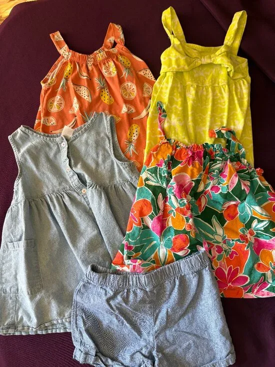 Carter's Girls Summer Clothing Bundle Size 6 6X Shorts Tanks Tropical 6 Pieces