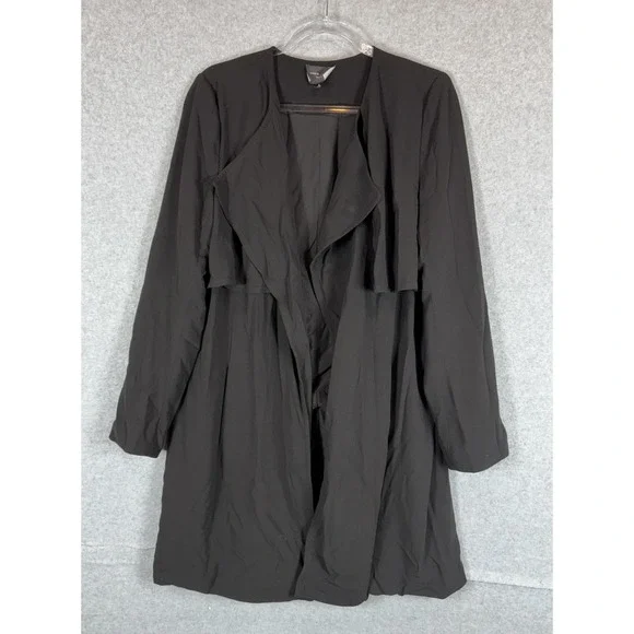 Romeo Juliet Couture Jacket Womens Large Black Long Open Front Drape Lightweight