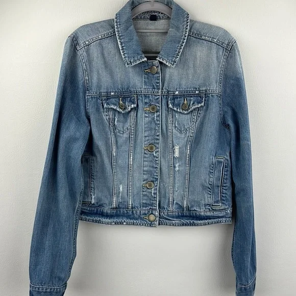 American Eagle 100% Cotton Distressed Denim Jean Jacket, XL