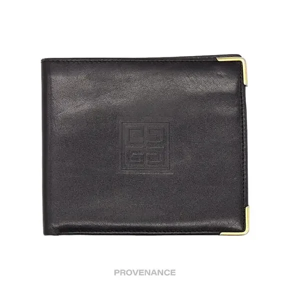 🔴 Givenchy 4CC Logo Bifold Wallet - Black Leather