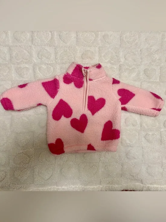 Carter's Light Pink Sherpa Pullover with Pink Heart Detail