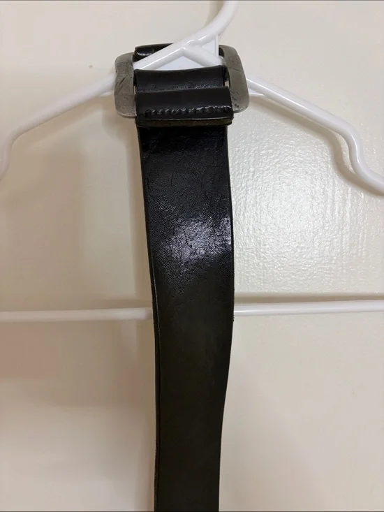Men’s Black Leather Belt with Silver Buckle