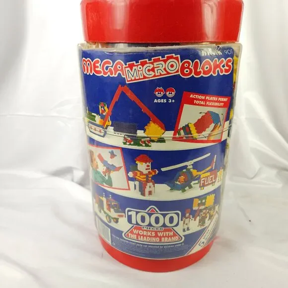 1991 Mega Micro Bloks 1000 Piece Tub Vintage Building Blocks‎