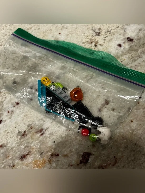 LEGO Styled Black and Teal Mini Figure with Accessories