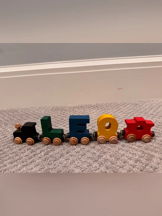 Handmade Wooden Alphabet Train Cars - Multicolor Kids Toy
