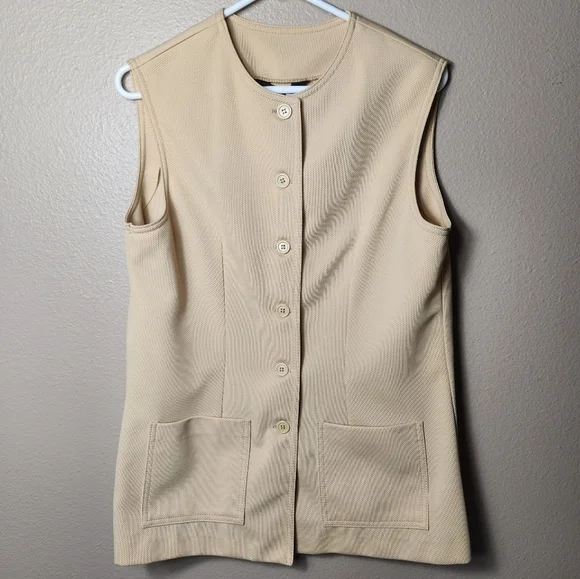 Vintage Jack Winter 60s Buttonfront Straw Yellow Tunic Vest-Size L