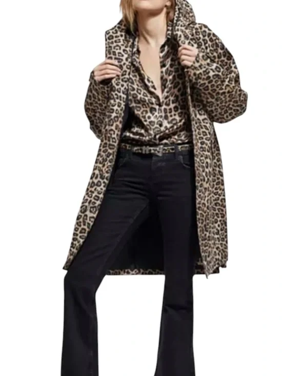 The Kooples Leopard Print Waterproof Parka Jacket Size 1 (Small) NWT