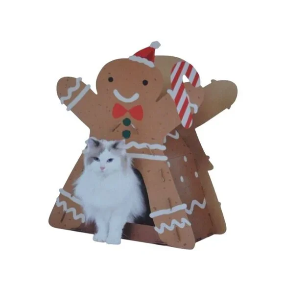 Heart to Tail  Gingerbread Man Cat Scratching Playhouse with Catnip NIB