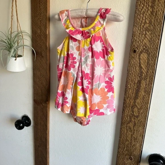 Carter’s Retro Mod Floral Romper Dress 24 Months Baby Toddler Girl
