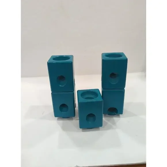 Hape Quadrilla Wooden Marble Run Replacement Lot Of 5‎ Turquoise Blocks