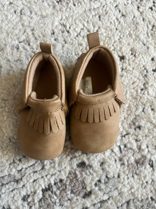 Carters baby Tan Fringe Moccasin Slip-Ons 3-6 mo