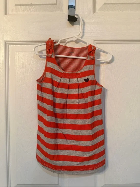Carter's Red and Gray Striped Tank with Heart Accent