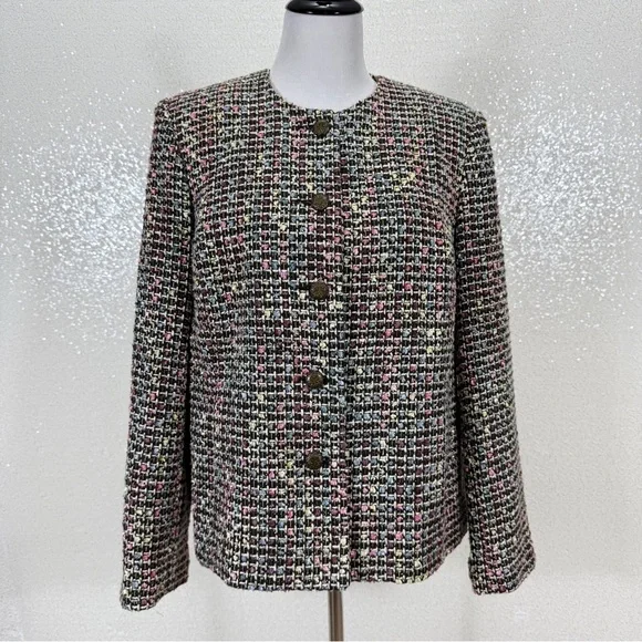 Koret Petite Tweed Blazer Jacket 14P Multicolor Pastel Bouclé Lined  Career Coat