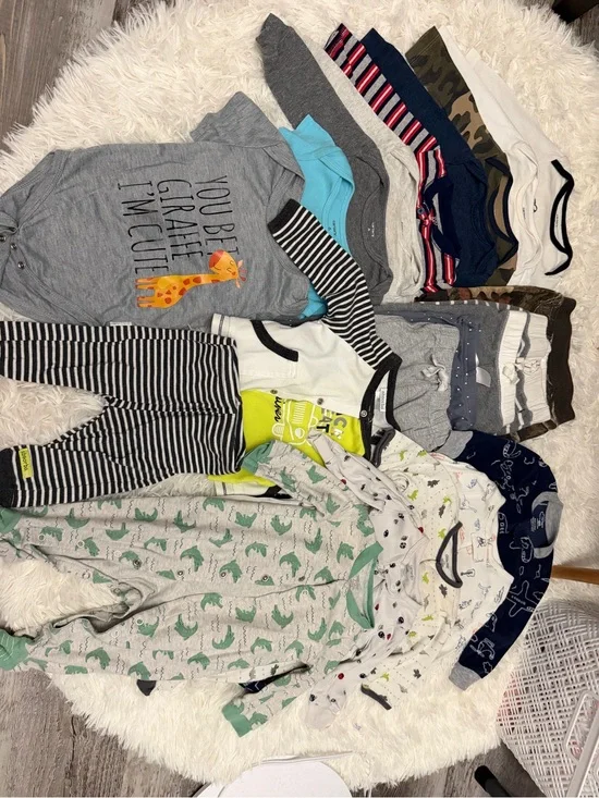 Assorted Baby Boys Long-Sleeve Onesies & Footed Sleepers - Gray, Navy, Green