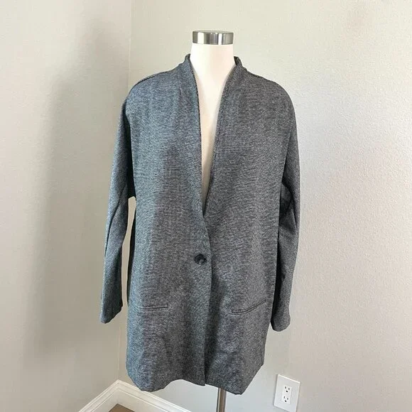 NEW $120 Banana Republic Womens‎ XL Collarless One Button Blazer Stretch Jacket