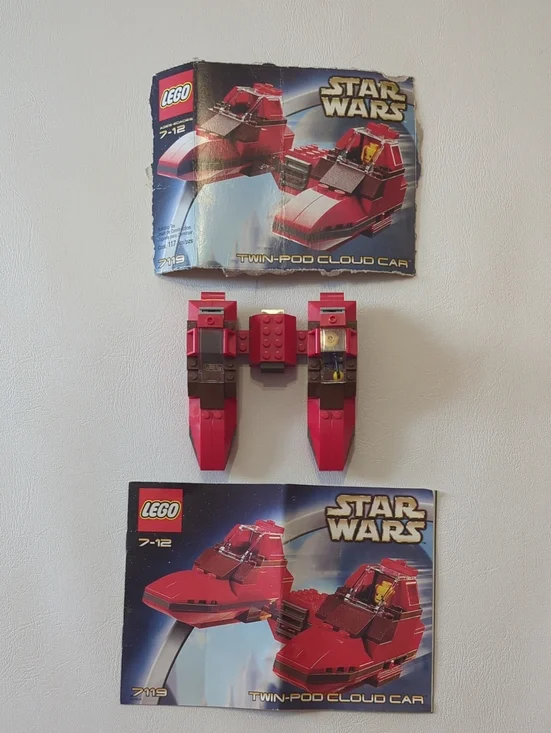 Vintage Star Wars Lego Set 7119 Twin-Pod Cloud Car With Minifigure 2002 Legos