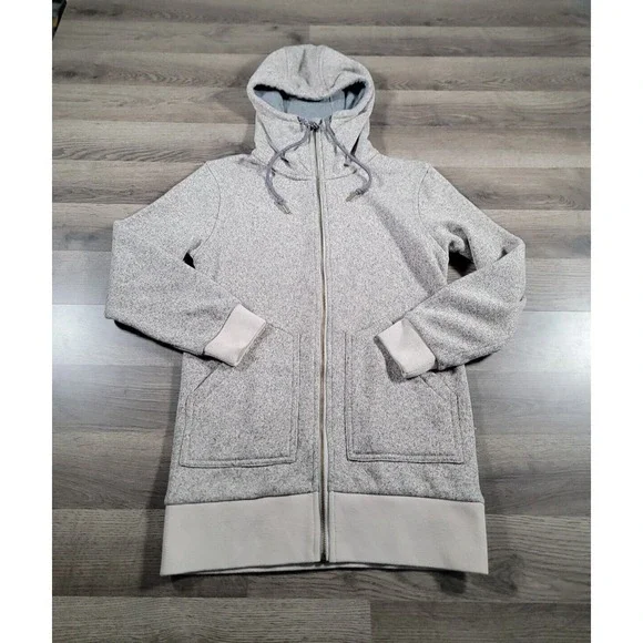 Burton Minxy Sweater Full Zip Hoodie Jacket Size XS Gray Heather Long Length