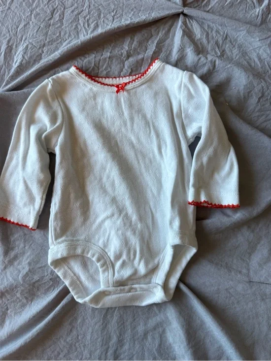 Classic White Baby One-Piece with Orange Trim