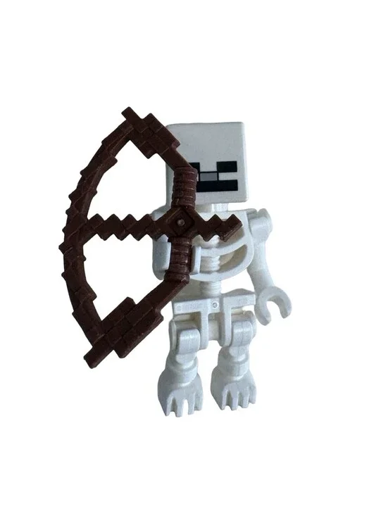 LEGO Minecraft White Skeleton with Cube Skull and Brown Bow and Arrow 21132