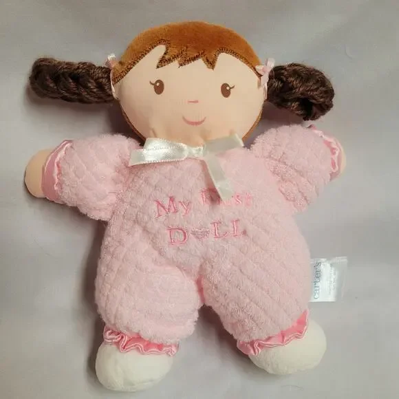 CARTERS STARTERS My First Doll Plush Rattle Waffle Knit Lovey Pink Prestige