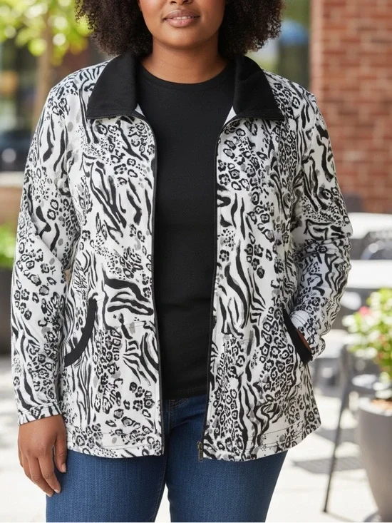 Activology Full Zip Patterned Lightweight Jacket Size 2 X