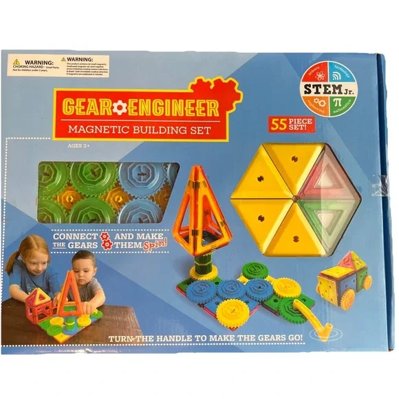 Gear Engineer Magnetic Building Blocks 55 Piece‎ Set Stem Jr. Age 3+ Unisex