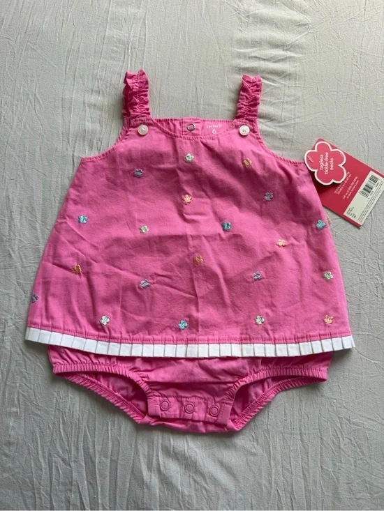 Carter's Pink Embroidered Baby Girl Sundress Romper 100%‎ Cotton