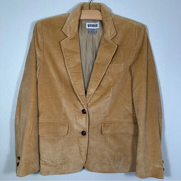 Worthington Women's 16 Blazer Tan Corduroy 100% Cotton Vintage Made in‎ Japan
