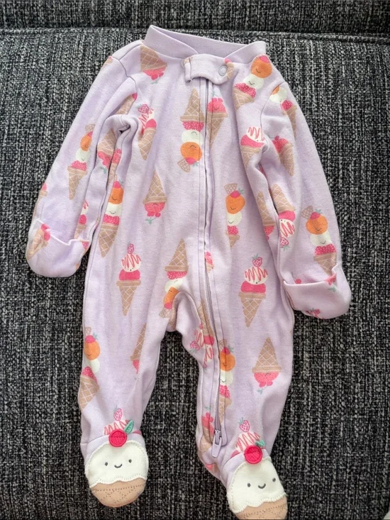 Ice Cream Print Footed One-Piece