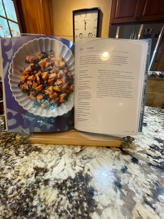 Williams-Sonoma Maple & Acrylic Cookbook Recipe Holder Stand W/Splatter Guard
